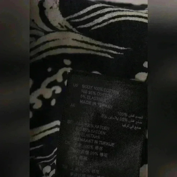 SANDRO Navy  Blue White Hokusai Wave Pattern Cotton Crewneck Tee Small Portugal - Picture 6 of 6